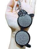 Cross-border trendy eyeglass frames, women's bags, charms, fashionable korean velvet hotfix rhinestone two-tone diamond keychains - unique & stylish