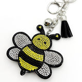 Diamond-studded bee keychain - european & american style tassel metal charm - creative bag & car accessory - cross-border hot seller