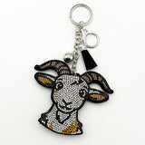 Diamond-studded goat keychain - european & american style tassel metal charm - bag accessory - cross-border hot seller