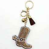 New arrival diamond-encrusted western cowboy boots keychain fashion tassel metal pendant cross-border hot-selling creative accessories
