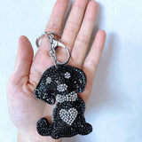 Cross-border hot-selling diamond-encrusted puppy women's bag pendant fashion korean velvet hot diamond two-color diamond keychain