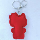 Kitty cat keychain - korean velvet hotfix rhinestone classic bowknot design - girly handbag accessory