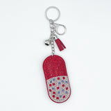 Full diamond capsule keychain diamond tassel pendant women's bag car accessories pendant cross-border best selling