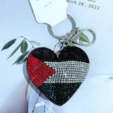 New diamond-studded korean velvet flag heart keychain pendant - women's bag & car ornament - direct from the manufacturer