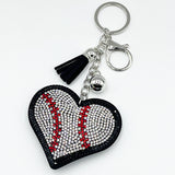 Hot diamond baseball heart keychain small fragrant tassel pendant diamond leather car bag accessories cross-border hot sale