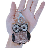 Owl keychain - korean velvet hotfix rhinestone bag charm - "eye of wisdom" design cute luggage & bag accessories