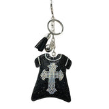 Diamond-encrusted cross clothing keychain tassel bag pendant small fragrant style full diamond jewelry women's fashion pendant