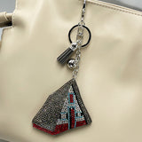 New diamond-studded tent keychain - european & american style tassel metal charm - bag decoration - cross-border hot seller