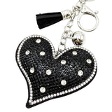 Diamond-studded heart keychain - european & american style tassel metal charm - bag accessory - cross-border hot seller