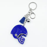 Hotfix rhinestone football helmet keychain - tassel diamond bag charm - cross-border bestselling jewelry