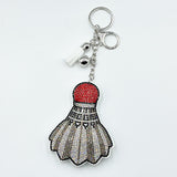 Hotfix rhinestone badminton keychain fashion tassel pendant bag charm - cross-border hot seller