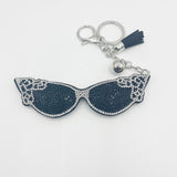 Cross-border creative glasses hot diamond keychain fashion women's diamond bag tassel pendant factory wholesale pendant