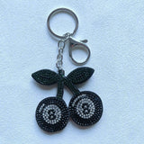 Korean velvet cherry number 8 keychain - lucky number theme, sweet style bag charm, backpack accessory