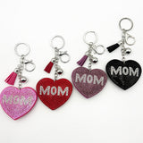 Diamond-studded heart keychain - mother's day gift - tassel metal charm - bag accessory - cross-border hot seller