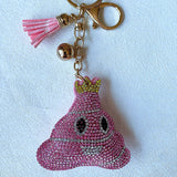 Cartoon cute poop rhinestone keychain korean velvet full diamond creative poop bag pendant couple pendant
