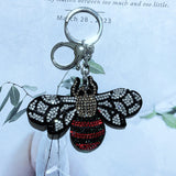 Bee insect keychain korean velvet hot diamond waist chain accessories accessible luxury rhinestone exquisite bellows bag pendant