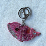 Creative cartoon cute fish keychain - korean velvet rhinestone animal keyring bag charm