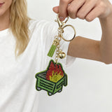 Heavy-duty beaded flame potted plant keychain, rhinestone tassel pendant, instagram-style fashion bag pendant