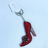 Cross-border hot-selling fashion high heels, bags, car accessories, korean velvet hot diamond women's shiny keychains