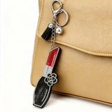 Cross-border hot-selling small fragrance style diamond-encrusted lipstick pendant hot diamond tassel bag keychain fashion girl jewelry pendant