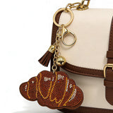 Diamond-studded croissant keychain - european & american style tassel metal charm - bag accessory - cross-border hot seller