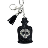 New skull keychain with rhinestone embellishments - trendy bag charm, cross-border hot seller, tassel metal keychain