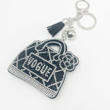 Cross-border hot-selling letter full diamond bag keychain fashion girl rhinestone tassel pendant hot diamond clothing accessories