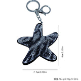Korean velvet leopard print starfish keychain - unique ocean-themed charm, trendy and playful accessory