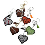 Hotfix rhinestone heart keychain - sports-themed tassel charm - car, bag, and jewelry accessory - cross-border bestseller