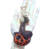 Cross-border exclusive halloween pumpkin hat diamond keychain korean velvet leather hot diamond bag pendant car pendant