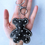 Cross-border korean velvet black bear hot diamond keychain, trendy and cool stylish luggage pendant, animal shape key chain accessories