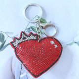 Bestselling crown heart keychain - korean velvet double element diamond-studded sweet & cool style boxed gift