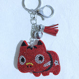 Cartoon cow hotfix rhinestone keychain, korean velvet zodiac charm, cute and adorable cow bag accessories