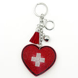 Diamond-studded heart keychain - european & american style tassel metal charm - bag accessory - cross-border hot seller
