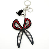 Diamond-studded scissor keychain - european & american style tassel metal charm - bag accessory - cross-border hot seller