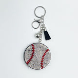 New arrival hot diamond baseball keychain diamond-encrusted tassel pendant fashion sports style bag accessories