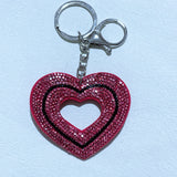Cut out leather diamond-encrusted heart keychain korean velvet hot diamond luggage pendant waist chain decoration