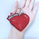 Bestselling crown heart keychain - korean velvet double element diamond-studded sweet & cool style boxed gift