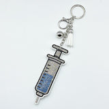 Diamond-studded syringe keychain - a stylish tassel charm, perfect for healthcare professionals and a hot-selling cross-border gift