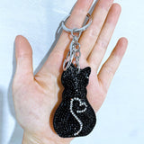 Full diamond cat pendant korean velvet diamond keychain hot diamond cute kitten luggage accessories car accessories wholesale