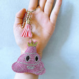 Cartoon cute poop rhinestone keychain korean velvet full diamond creative poop bag pendant couple pendant