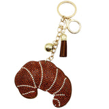 Diamond-studded croissant keychain - european & american style tassel metal charm - bag accessory - cross-border hot seller