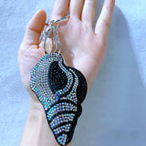 Blue conch hotfix rhinestone bag charm, korean velvet ocean creature super sparkly keychain jewelry accessory