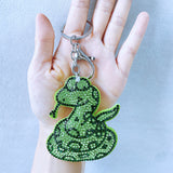 Snake s-shaped hot diamond keychain korean velvet diamond-encrusted zodiac pendant stylish mysterious animal luggage accessories