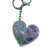 Small fresh flower heart keychain korean velvet hot diamond ultra-light forest style waist chain pants decoration casual luggage pendant