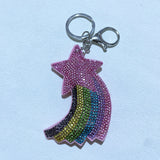 Colorful five-pointed star keychain korean velvet candy color hot diamond casual rainbow luggage accessories