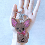 Korean velvet chihuahua bag charm - pet dog owner merchandise - dog lover keychain pendant