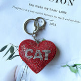 Cross-border hot-selling korean velvet diamond pure colorlove heart cat dog keychain pendant bag accessories