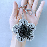 5-petal flower hot diamond keychain korean velvet classy bag pendant ultra-light leather luggage accessories