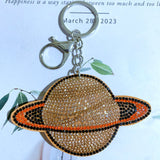 Planet universe hot diamond keychain korean velvet diamond starry sky pendant trendy stylish men's and women's jewelry accessories